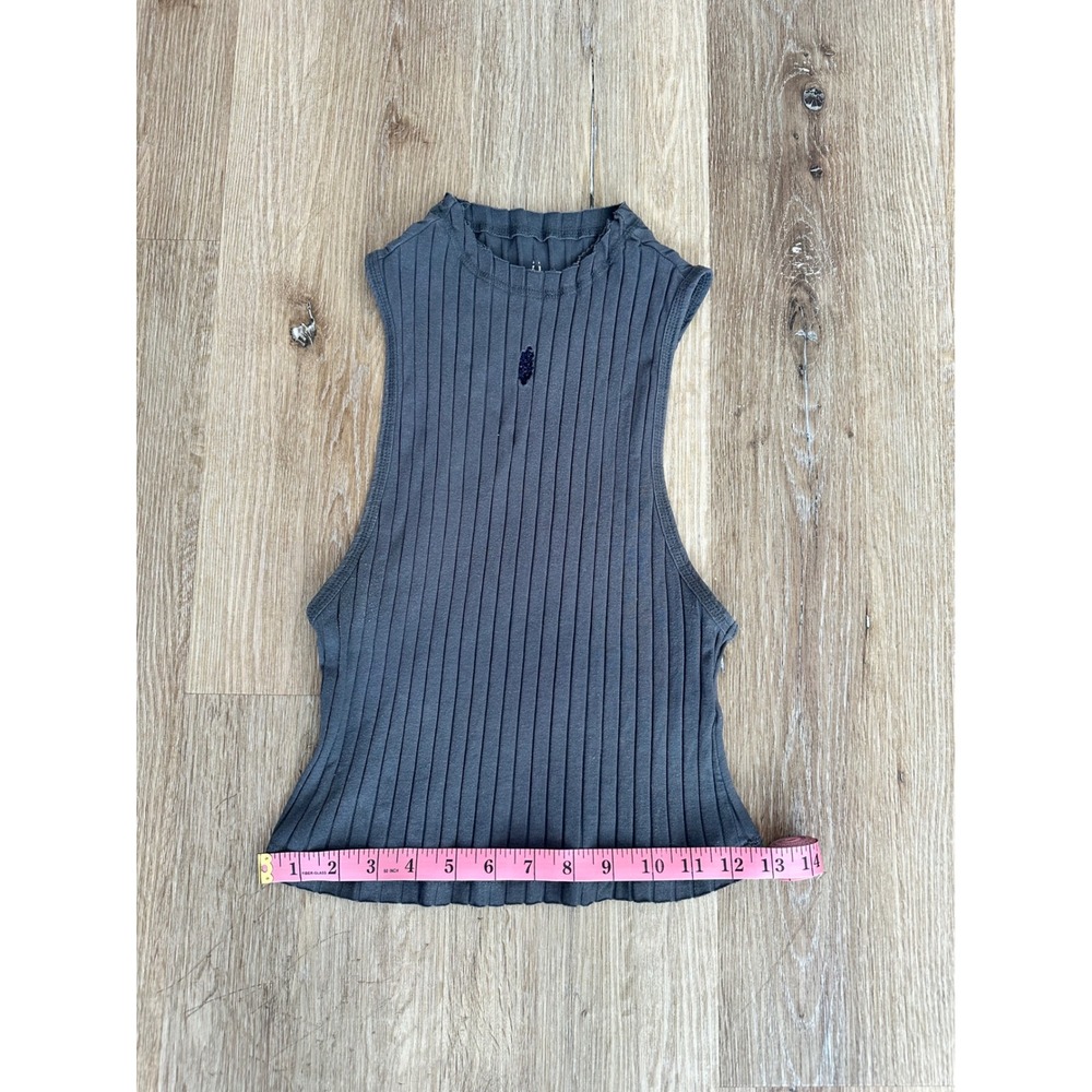 Free People Movement Ribbed High Neck Tank Top Charcoal Gray Sleeveless XS - Picture 5 of 8